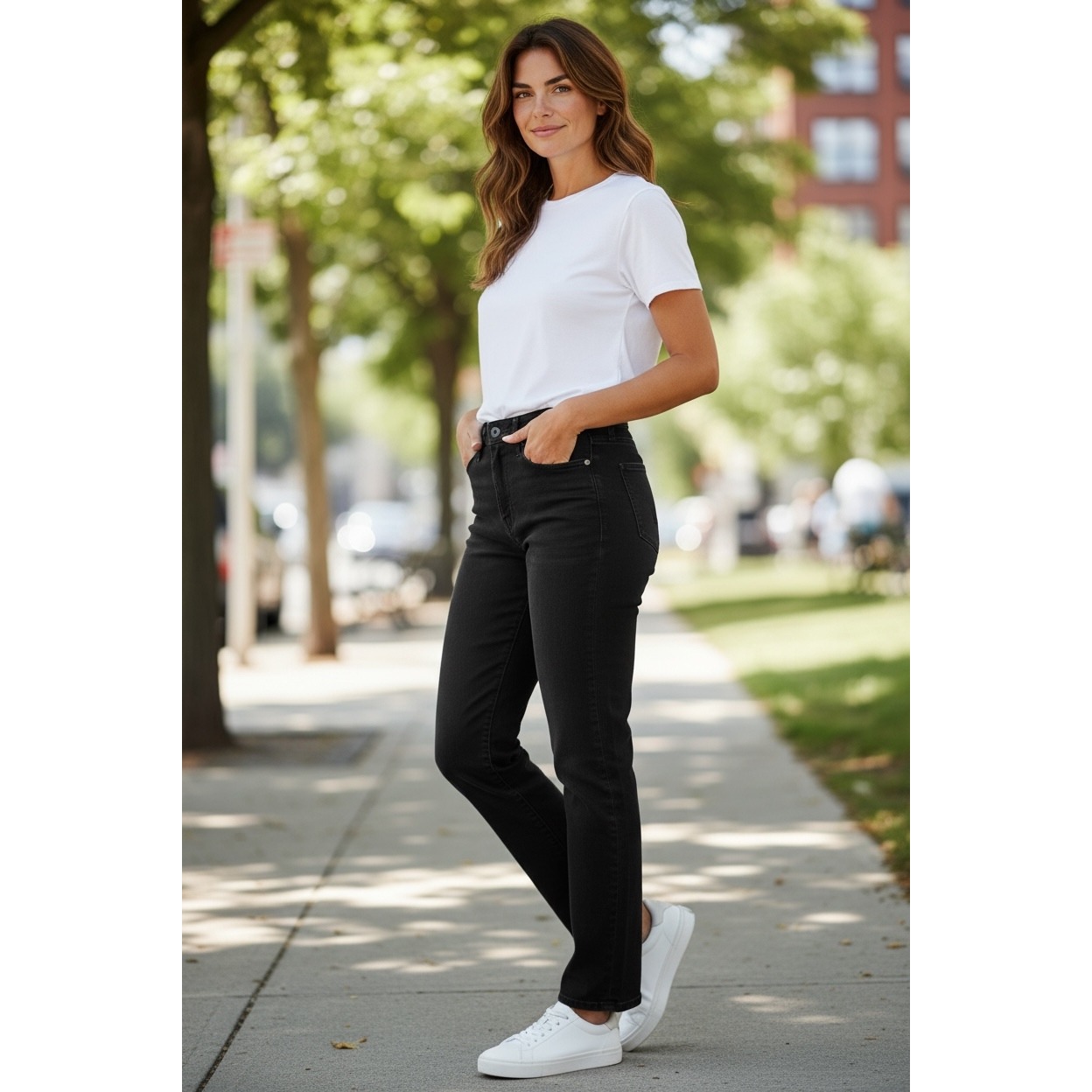 Chicos So Slimming Girlfriend Straight Leg Jeans Black Size 12s Petite
